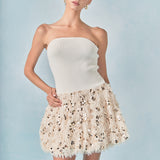 Feather Blouson Mini dress