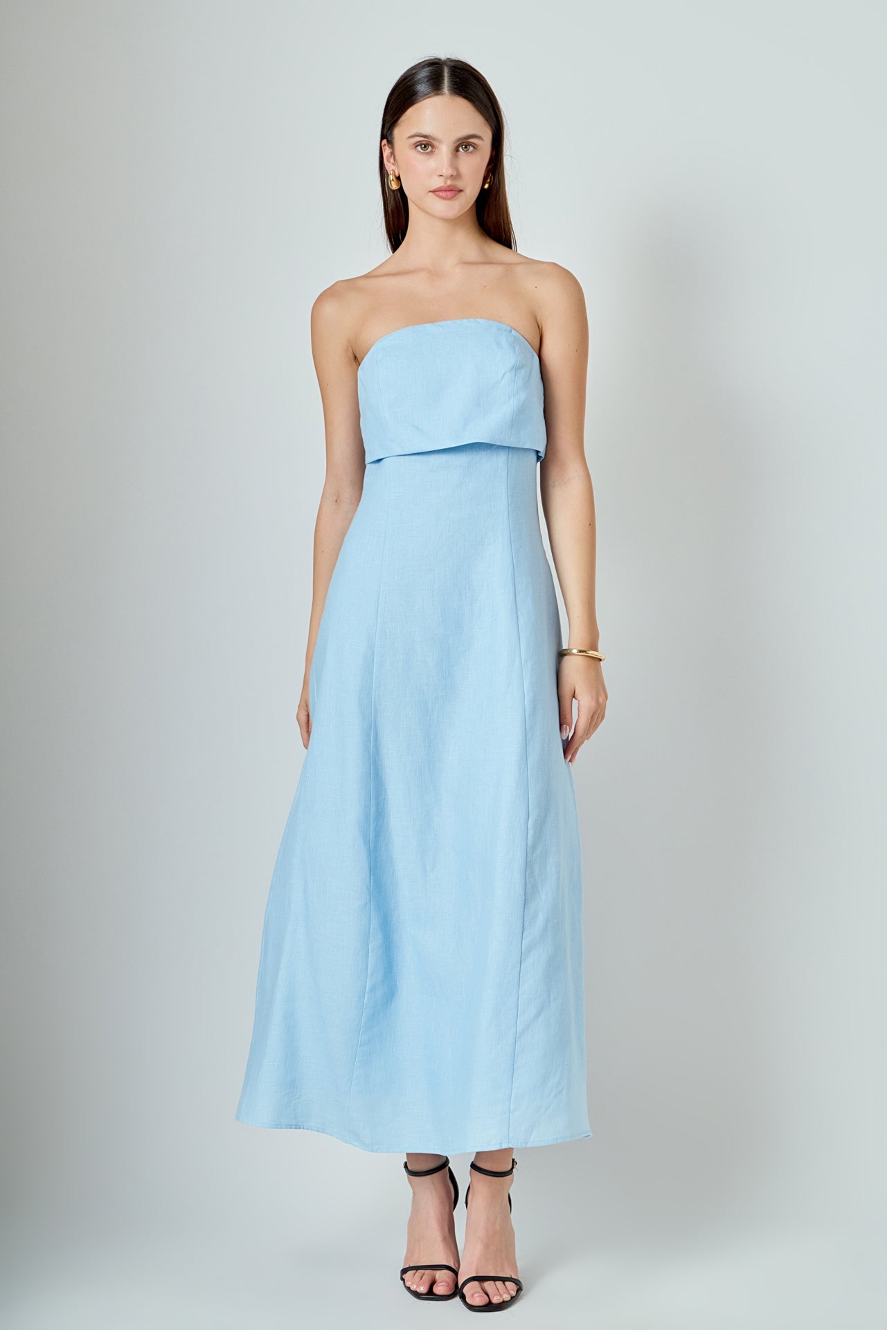 Lucia Folded Strapless Linen Maxi Dress – Endless Rose