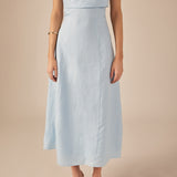 Lucia Folded Strapless Linen Maxi Dress