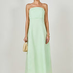 Lucia Folded Strapless Linen Maxi Dress