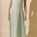 Lucia Folded Strapless Linen Maxi Dress