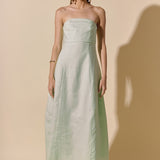 Lucia Folded Strapless Linen Maxi Dress