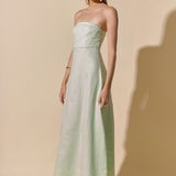 Lucia Folded Strapless Linen Maxi Dress