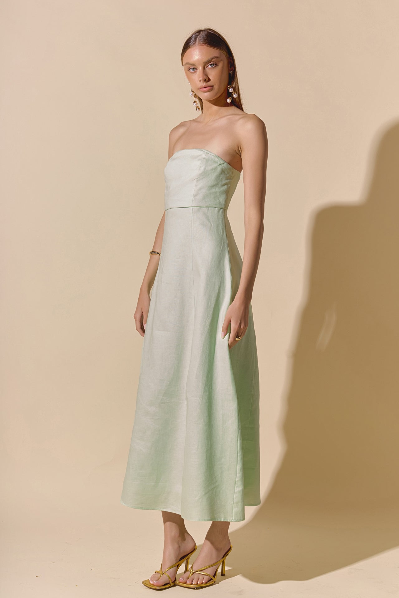 Lucia Folded Strapless Linen Maxi Dress – Endless Rose