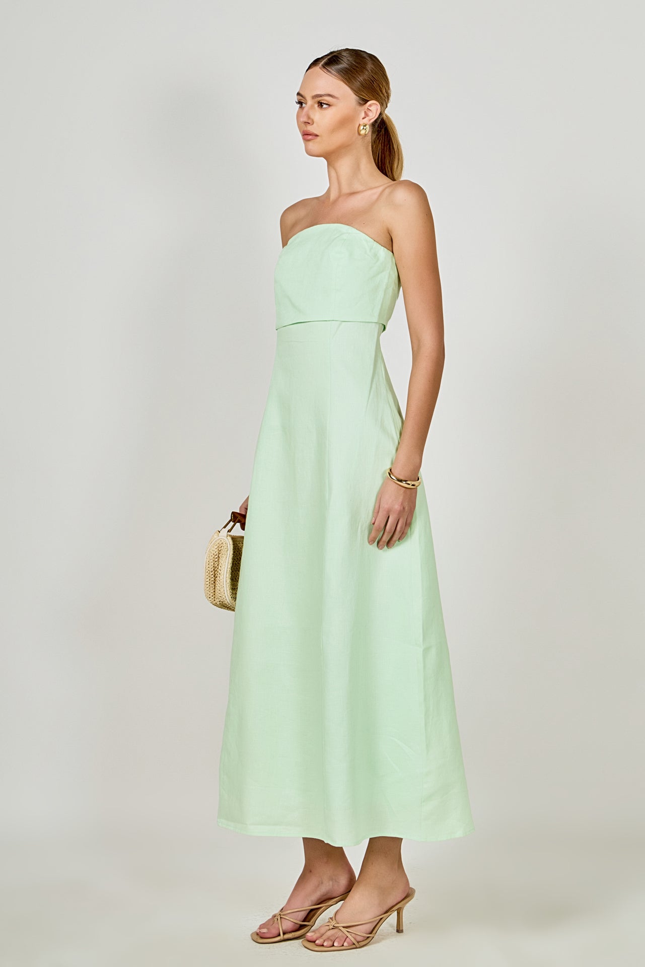 Lucia Folded Strapless Linen Maxi Dress Endless Rose Lucia Folded Strapless Linen Maxi Dress Endless Rose