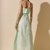 Lucia Folded Strapless Linen Maxi Dress