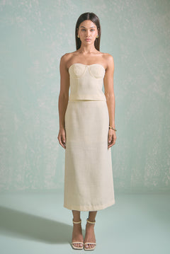 Tweed Strapless Top