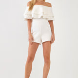 Off the Shoulder Ruffled Romper