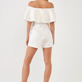 Off the Shoulder Ruffled Romper