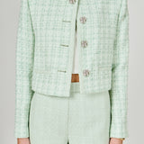 Lemi Tweed Jewel Buttoned Combo Jacket