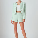 Lemi Tweed Jewel Buttoned Combo Jacket