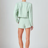 Lemi Tweed Jewel Buttoned Combo Jacket