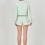 Lemi Tweed Jewel Buttoned Combo Jacket