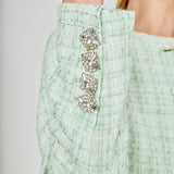 Lemi Tweed Jewel Buttoned Combo Jacket