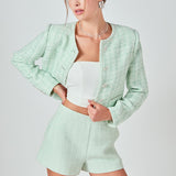 Lemi Tweed Jewel Buttoned Combo Jacket