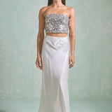 Beaded Sequined Strapless Top