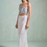 Beaded Sequined Strapless Top