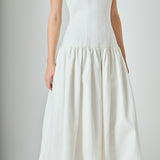 Linen Drop Waist Maxi Dress