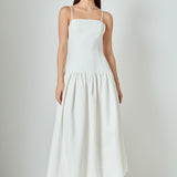 Linen Drop Waist Maxi Dress