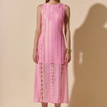 Endless Rose - Lace Tiered Midi Dress Pink / XS Endless Rose - Lace Tiered Midi Dress Pink / XS