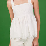 Evangeline Eyelet Scallop Sleeveless Top