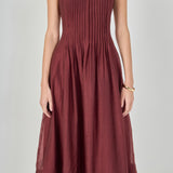Annabelle Organza Pintuck Sleeveless Midi Dress