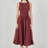 Annabelle Organza Pintuck Sleeveless Midi Dress