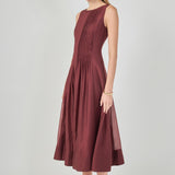 Annabelle Organza Pintuck Sleeveless Midi Dress