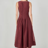 Annabelle Organza Pintuck Sleeveless Midi Dress