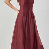 Annabelle Organza Pintuck Sleeveless Midi Dress