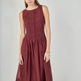 Annabelle Organza Pintuck Sleeveless Midi Dress