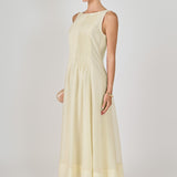 Annabelle Organza Pintuck Sleeveless Midi Dress