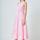 Annabelle Organza Pintuck Sleeveless Midi Dress