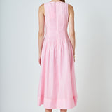 Annabelle Organza Pintuck Sleeveless Midi Dress