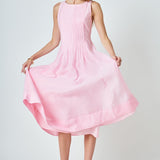 Annabelle Organza Pintuck Sleeveless Midi Dress
