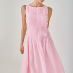 annabelle organza pintuck sleeveless midi dress Annabelle Organza Pintuck Sleeveless Midi Dress PINK / M