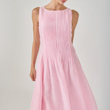 Annabelle Organza Pintuck Sleeveless Midi Dress