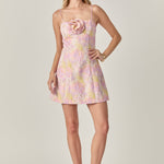 endless rose short-sleeve floral-embellished sheer shift mini dress Endless Rose Sequin Bow Shift Mini Dress