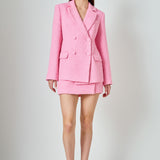Emily High Waisted Tweed Wrap Mini Skirt