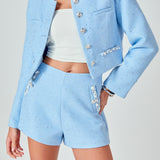 Romy Chain Embellished Tweed Cropped Jacket