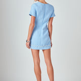 Romy Chain Embellished Short Sleeve Tweed Mini Dress