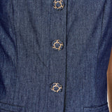 High Neck Denim Midi Dress
