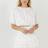 Ruffled Lace Mini Smocked Skirt