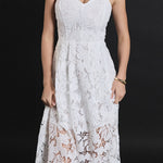 Endless Rose - Sequined Lace Midi Dress White / XS