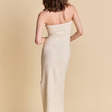 Embellished Strapless Knit Midi Dress