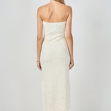 Embellished Strapless Knit Midi Dress
