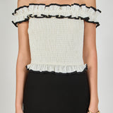 Marina Off the Shoulder Ruffle Smocked Top