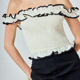 Marina Off the Shoulder Ruffle Smocked Top