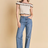 Marina Off the Shoulder Ruffle Smocked Top