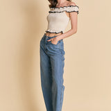 Marina Off the Shoulder Ruffle Smocked Top
